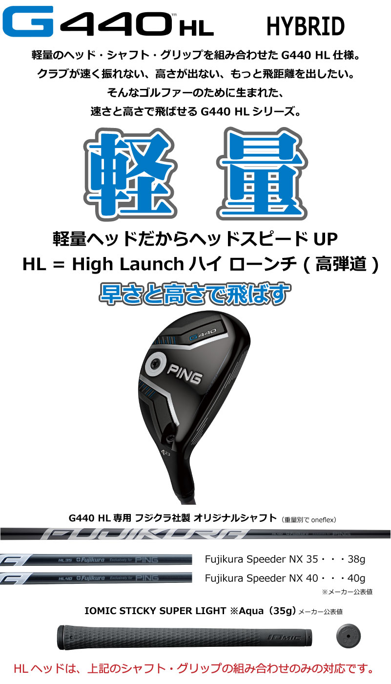 楽天市場】ピン ゴルフ PING GOLF G440HL ハイブリッド ユーティリティ