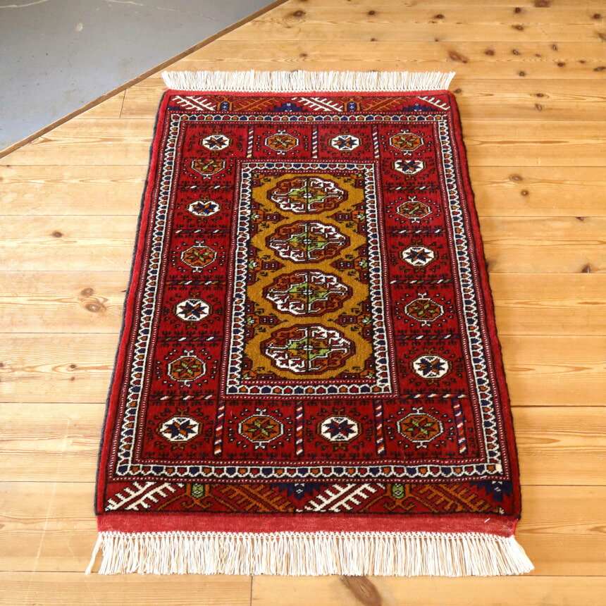 楽天市場】トライバルラグ トルクメン 中央アジア95×61cmギュル文様