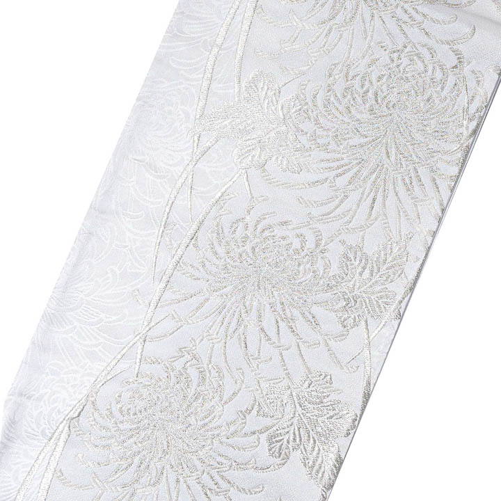 楽天市場】振袖 袋帯 単品「白地 白銀 糸菊」六通柄 日本製 お仕立て