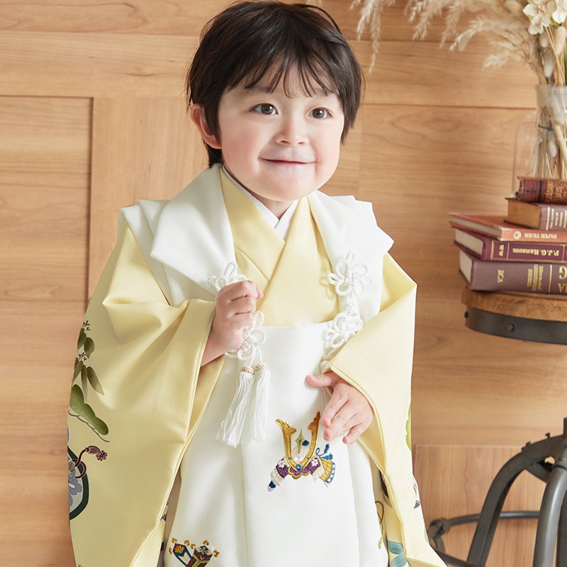楽天市場】【レンタル】[七五三 着物 3歳]男の子「K178 白兜×クリーム
