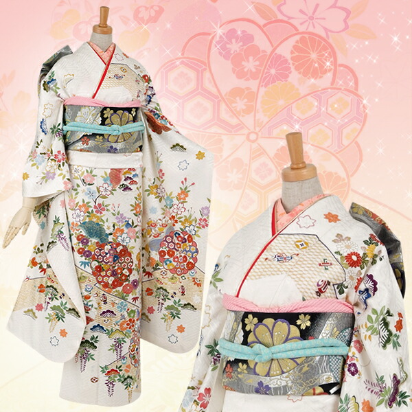 楽天市場】【成人式 振袖 レンタル】RS388 正絹 白 ねじ梅に小花と