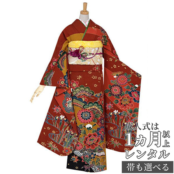 楽天市場】成人式早割クーポン10％オフ【振袖 レンタル】RS806 正絹 赤