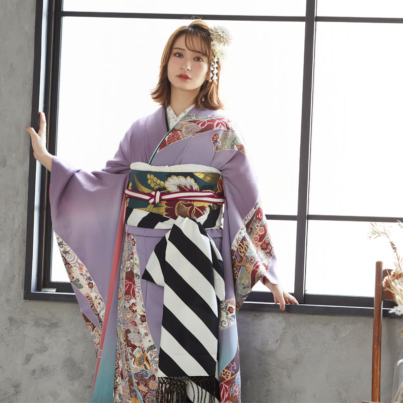 楽天市場】成人式早割クーポン10％オフ【振袖 レンタル】RS825 正絹 紫