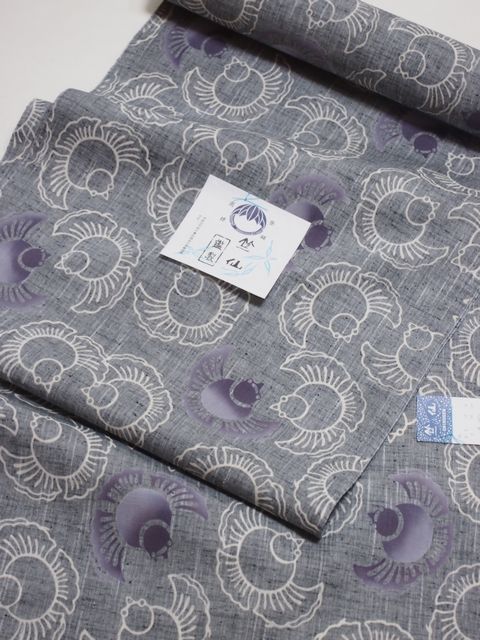 楽天市場】◇再入荷◇竺仙鑑製浴衣地 綿紬 ふくらすずめ文 グレー