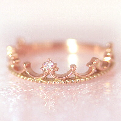 楽天市場】ティアラ モチーフ ダイヤモンド K10ピンクゴールド リング