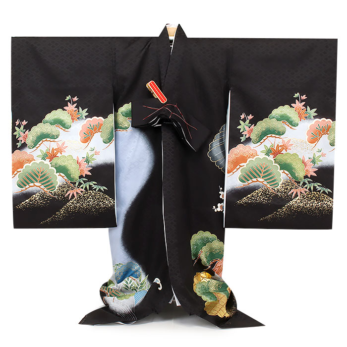 楽天市場】お宮参り 着物 男の子 絹100% 正絹初着 掛け着 産着 黒 金