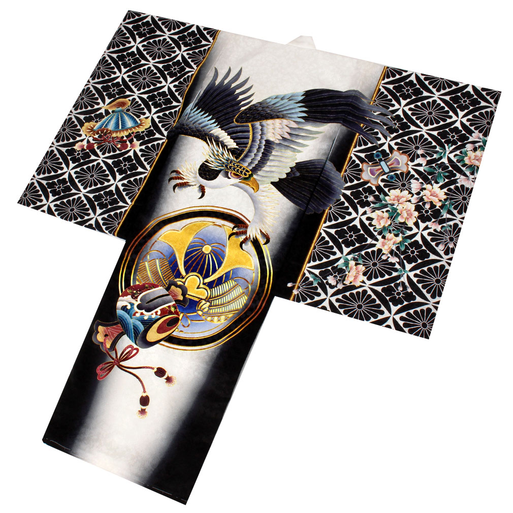 楽天市場】お宮参り 着物 男の子 絹100% 正絹初着 掛け着 産着 白 黒