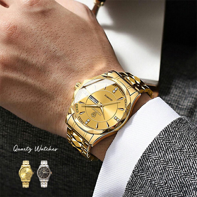 楽天市場】手元キラリ！クォーツ時計[メンズ クォーツ 腕時計 ゴールド