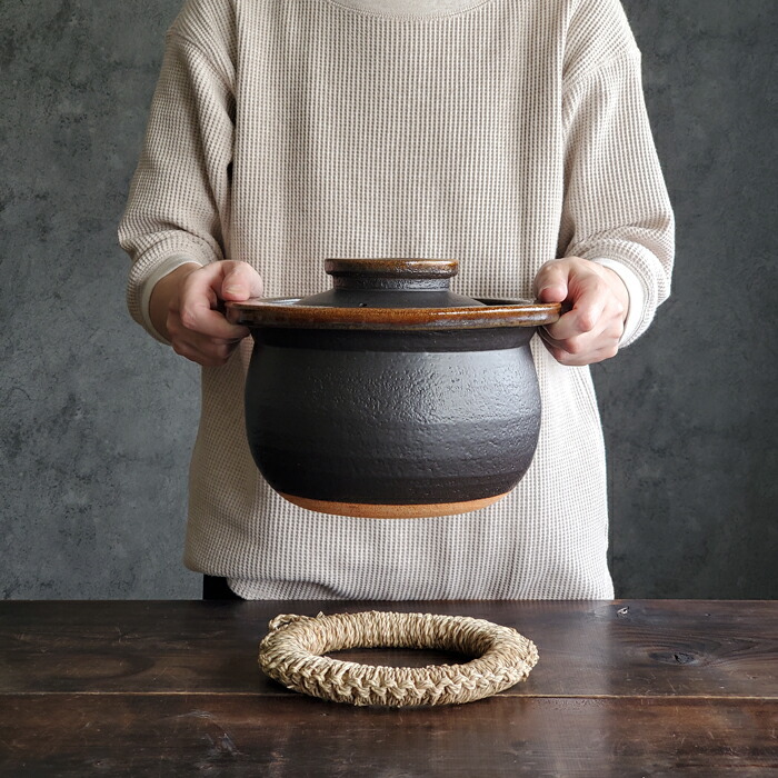 楽天市場】5合 土鍋 ご飯釜 Circle Rice Pot 飴 L 直火専用 カネフサ製