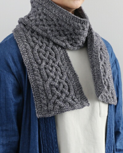 楽天市場】作品番号：18Y-8W-0504【編み図】ケーブル編みのマフラー