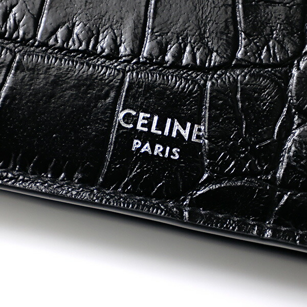 楽天市場】CELINE セリーヌ Crocodile Embossed Bi-Fold Wallet