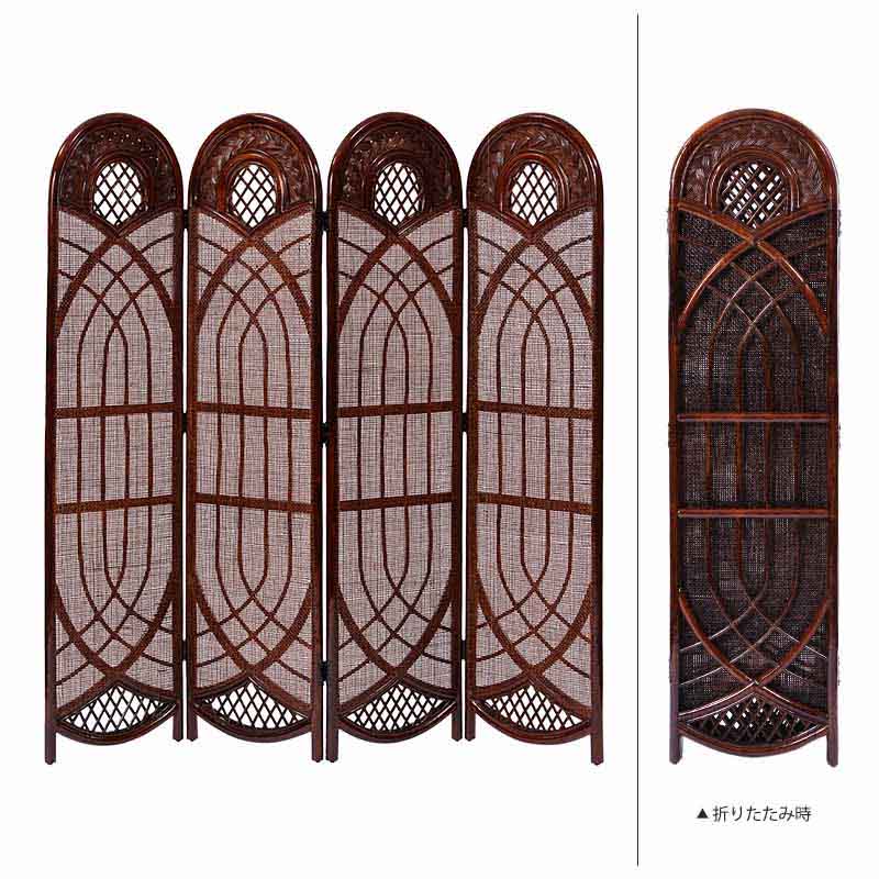 楽天市場】アジアン家具 パーテーション 4連 間仕切り 衝立 スクリーン