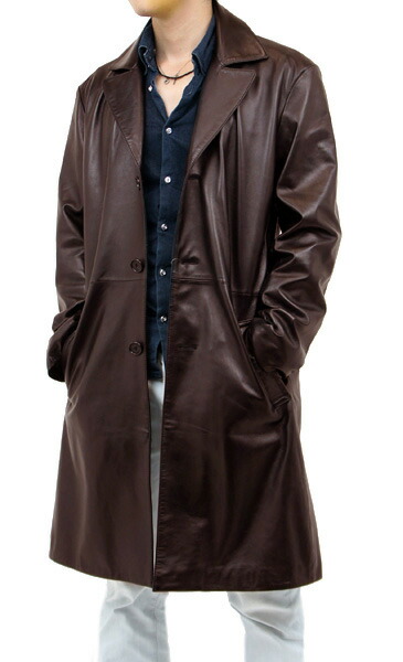 楽天市場】100cm テーラード レザーロングコート S〜3L ラムスキン