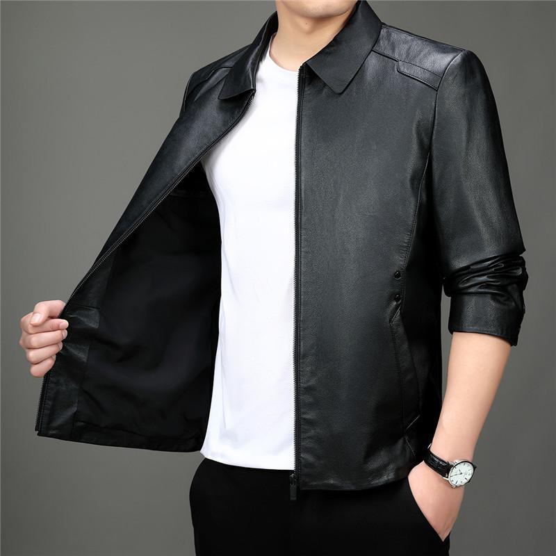 楽天市場】レザージャケット メンズ 男性用 牛革 翻襟 ブラック 黒