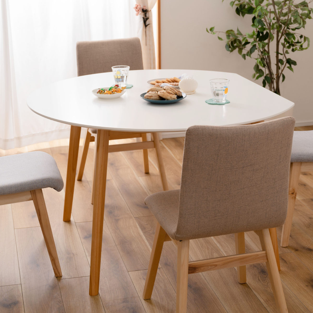 楽天市場】ダイニングテーブル 幅120cm 4人掛け 変形天板 （ テーブル