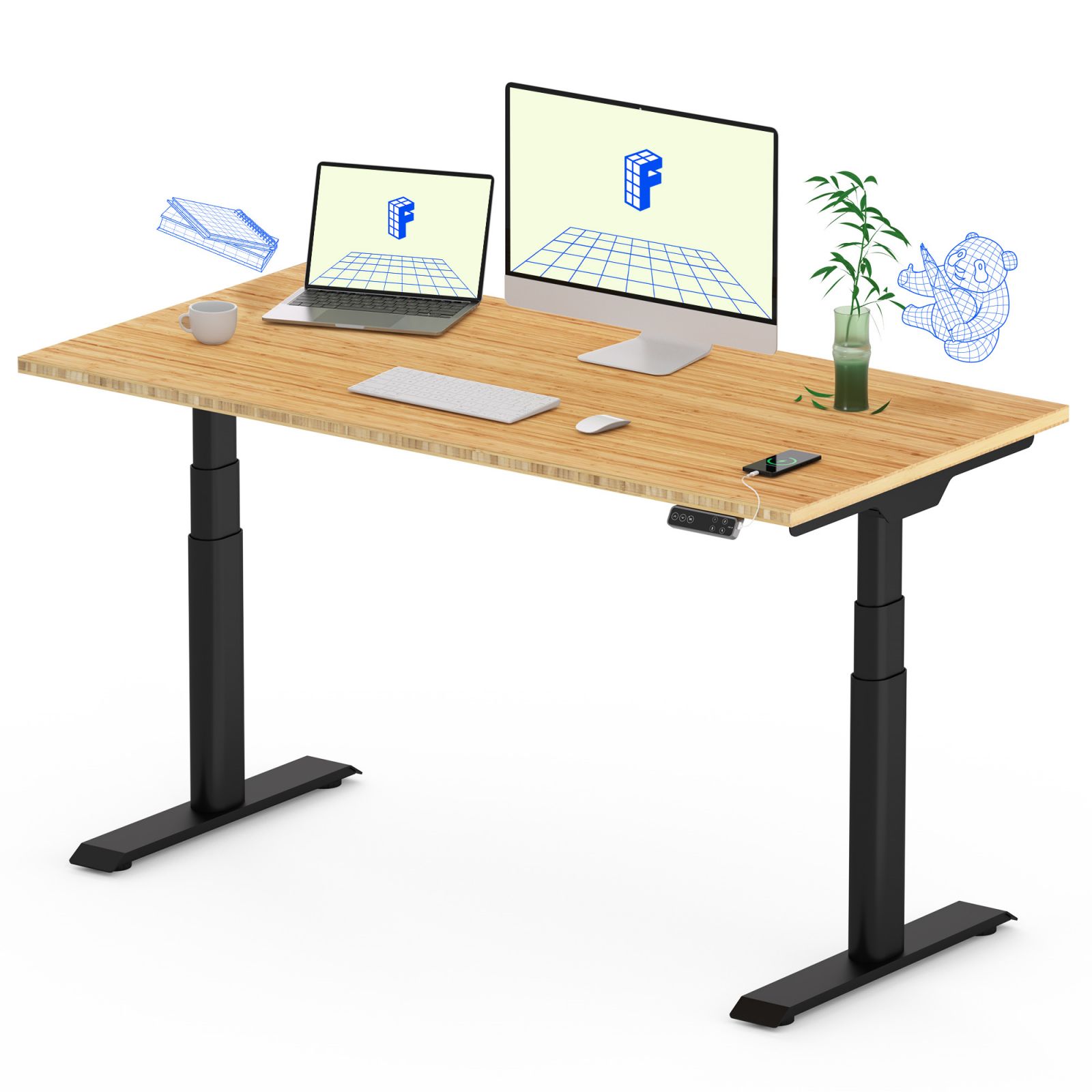 楽天市場】昇降式デスク 電動 FlexiSpot E8 竹製 天板 幅140 昇降