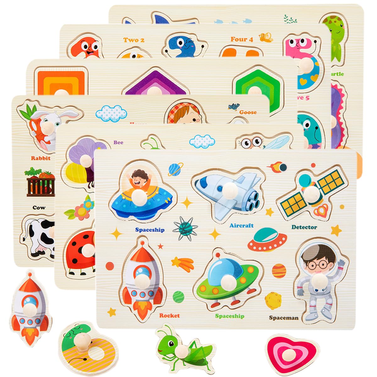 楽天市場】木製パズル 6種類シリーズ 型はめパズル 1 2 3 4歳幼児早期