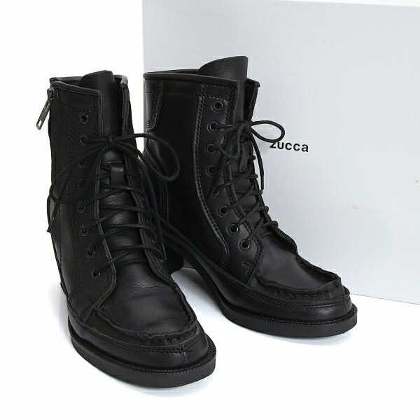 楽天市場】【中古】 ズッカzucca レザーサイドジップレースアップ