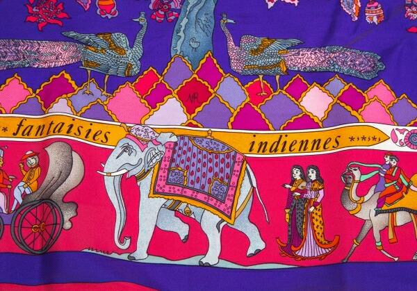 楽天市場】【中古】 エルメスHERMES カレ90 眩惑のインド スカーフ 紫