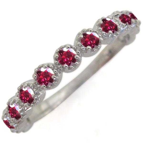 楽天市場】ルビーリング ハーフエタニティリング 18金 指輪 ミル打ち