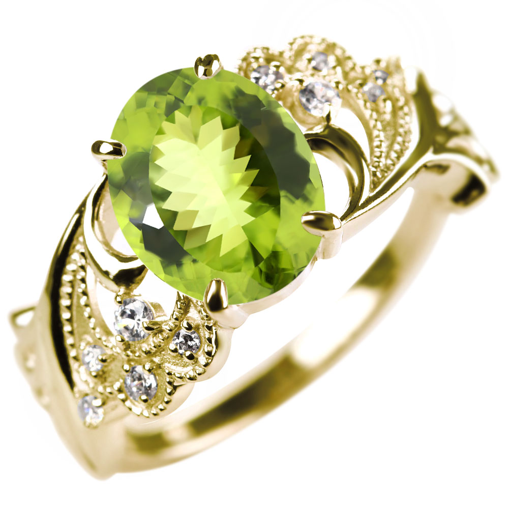 楽天市場】ペリドット リング 指輪 18金 レディース 誕生石 ペリドット