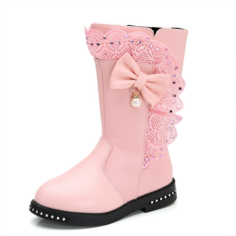 楽天市場】送料無料 子供用 ミドルブーツ レース リボン スタッズ