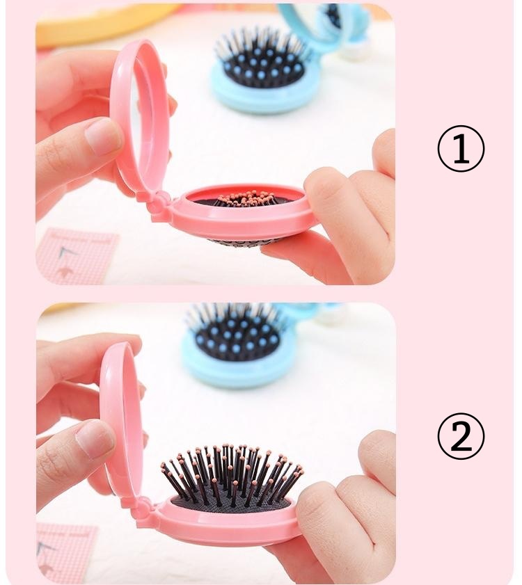 楽天市場】送料無料 ヘアブラシ 折りたたみ ミラー付き 鏡 くし クシ