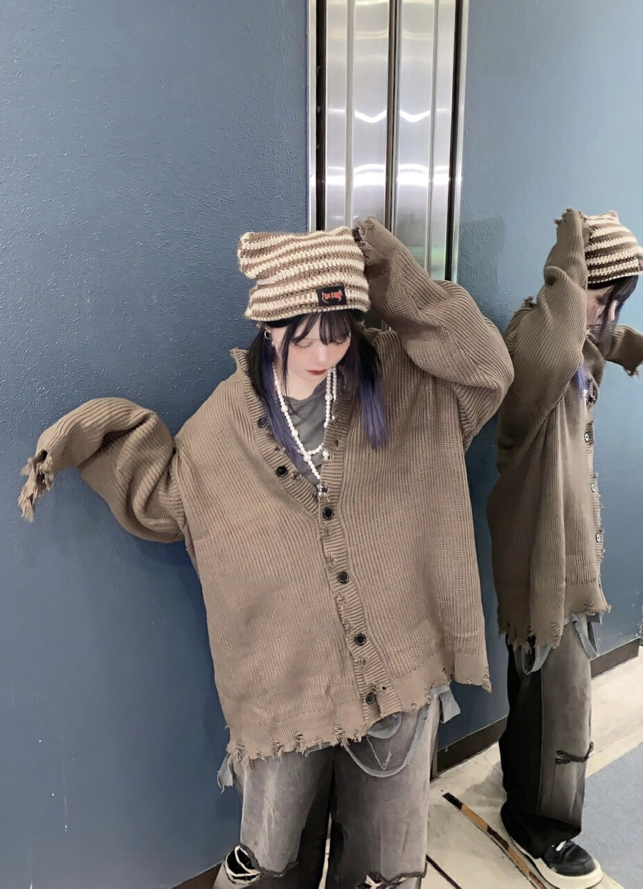 楽天市場】正規品【 XU damage knit cardigan (2color) 】 エックス