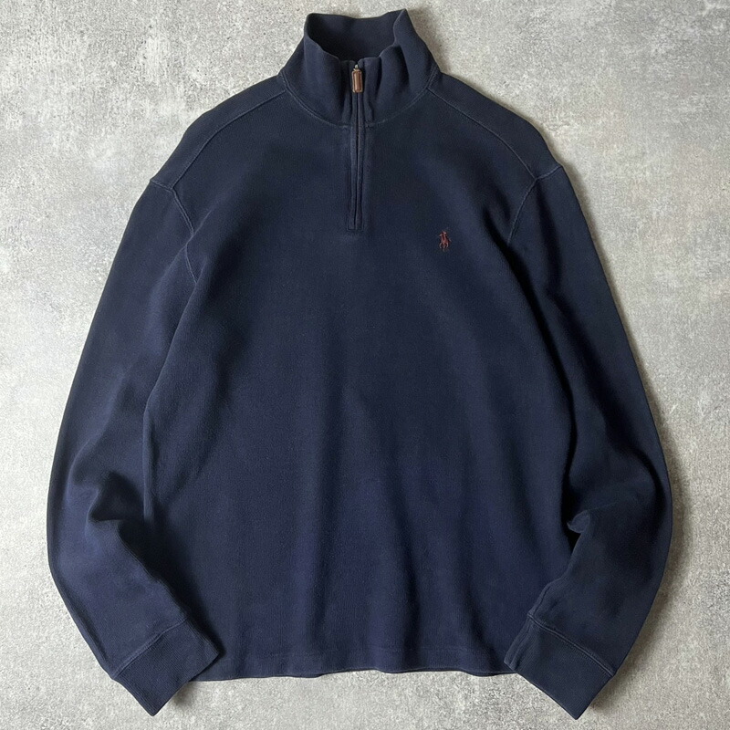 楽天市場】90s POLO RALPH LAUREN ハーフジップ プルオーバー リブ編み