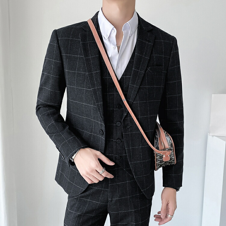 楽天市場】チェック柄 スリーピーススーツ セットアップ ビジネス
