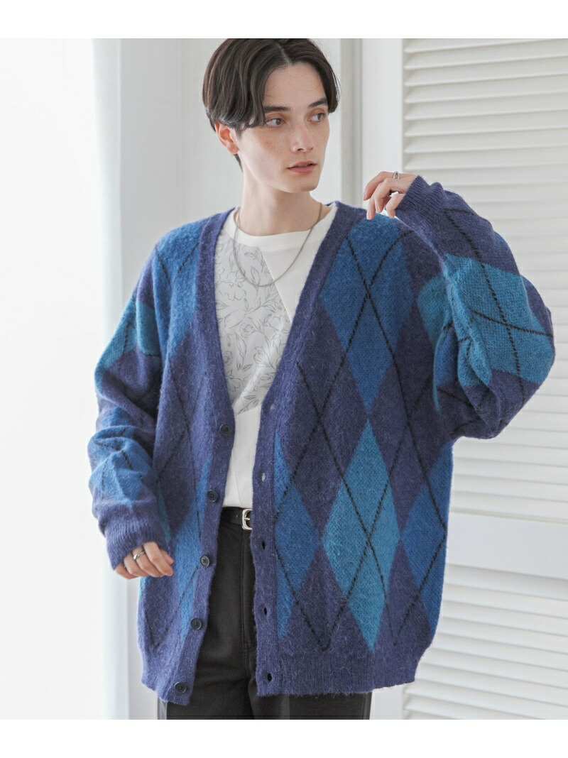 楽天市場】(M)モヘヤアーガイルカーデ RAGEBLUE レイジブルー トップス