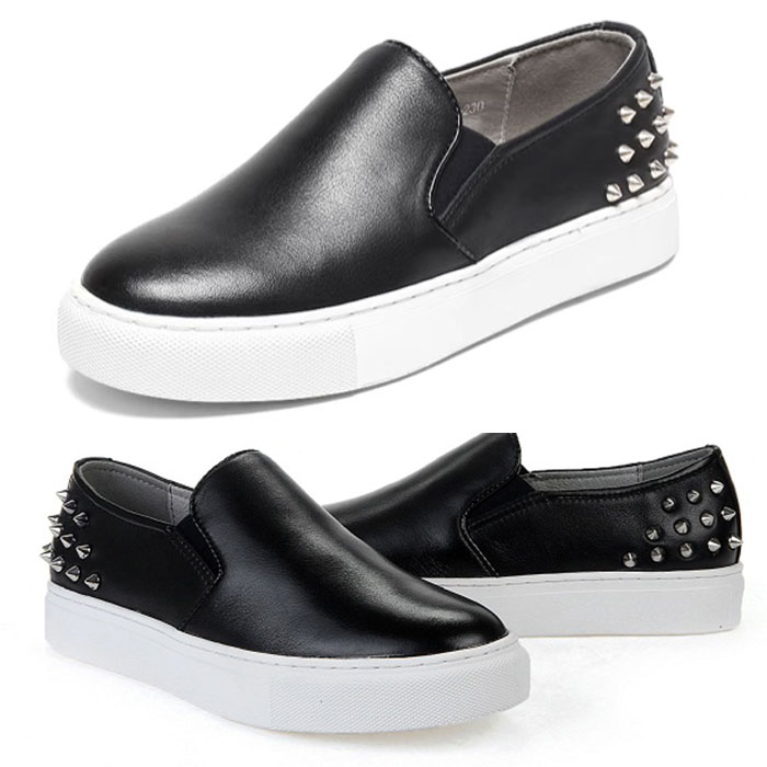 楽天市場】スリッポン レディース 本革 スタッズ トゲトゲ カジュアル