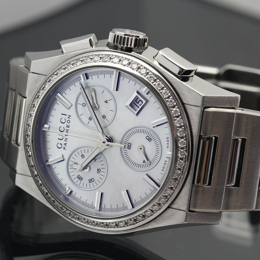 楽天市場】美品 グッチ GUCCI ダイヤ時計 パンテオンデイト クロノ