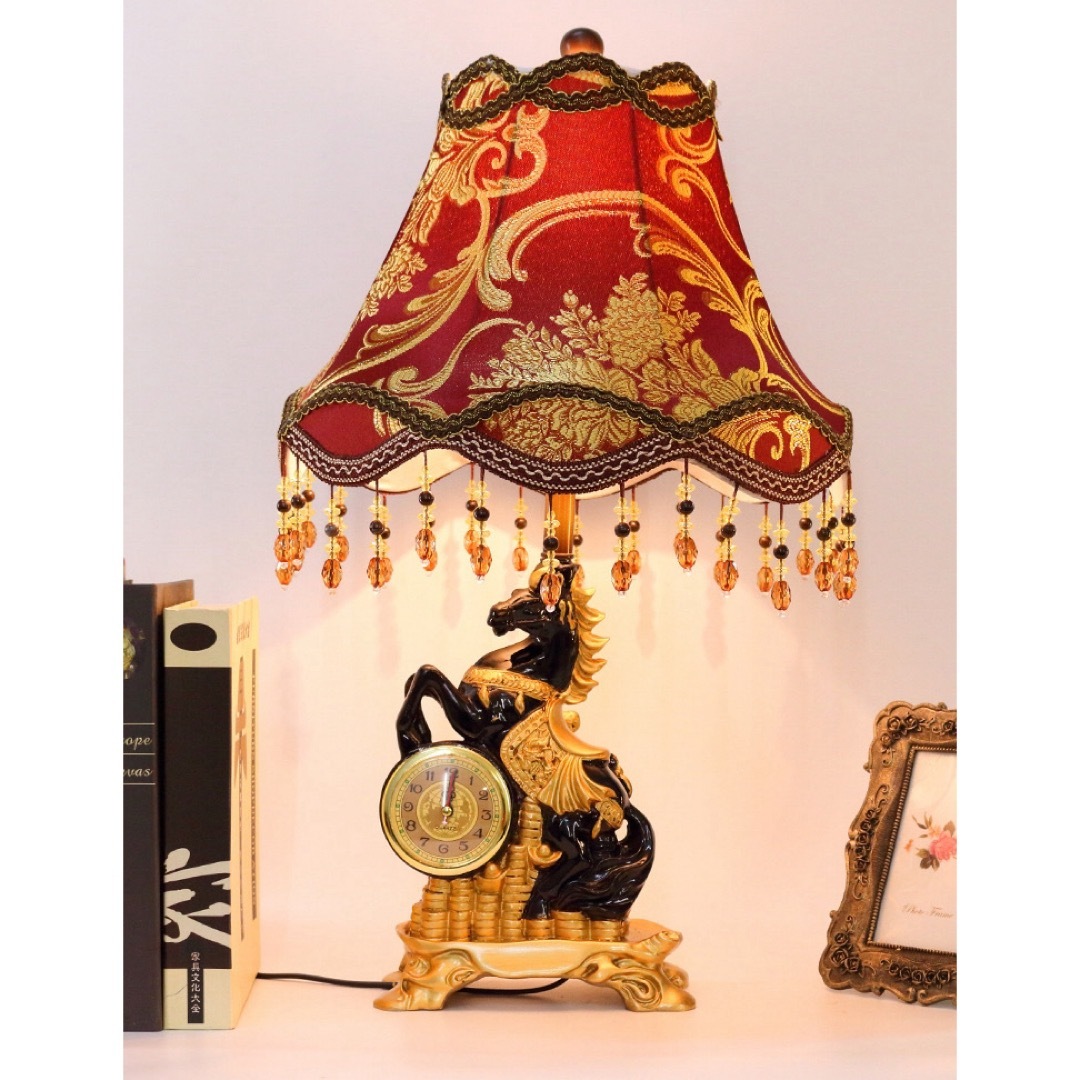 楽天市場】a063239時計 馬柄 照明スタンドライト テーブルランプ