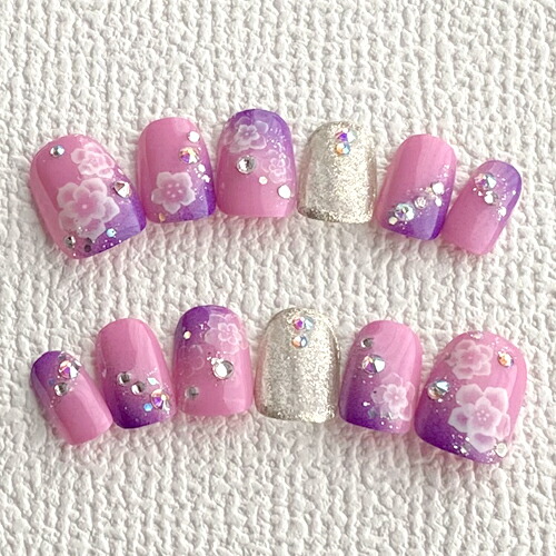 楽天市場】ネイルチップ ショート ジェル ピンク パープル