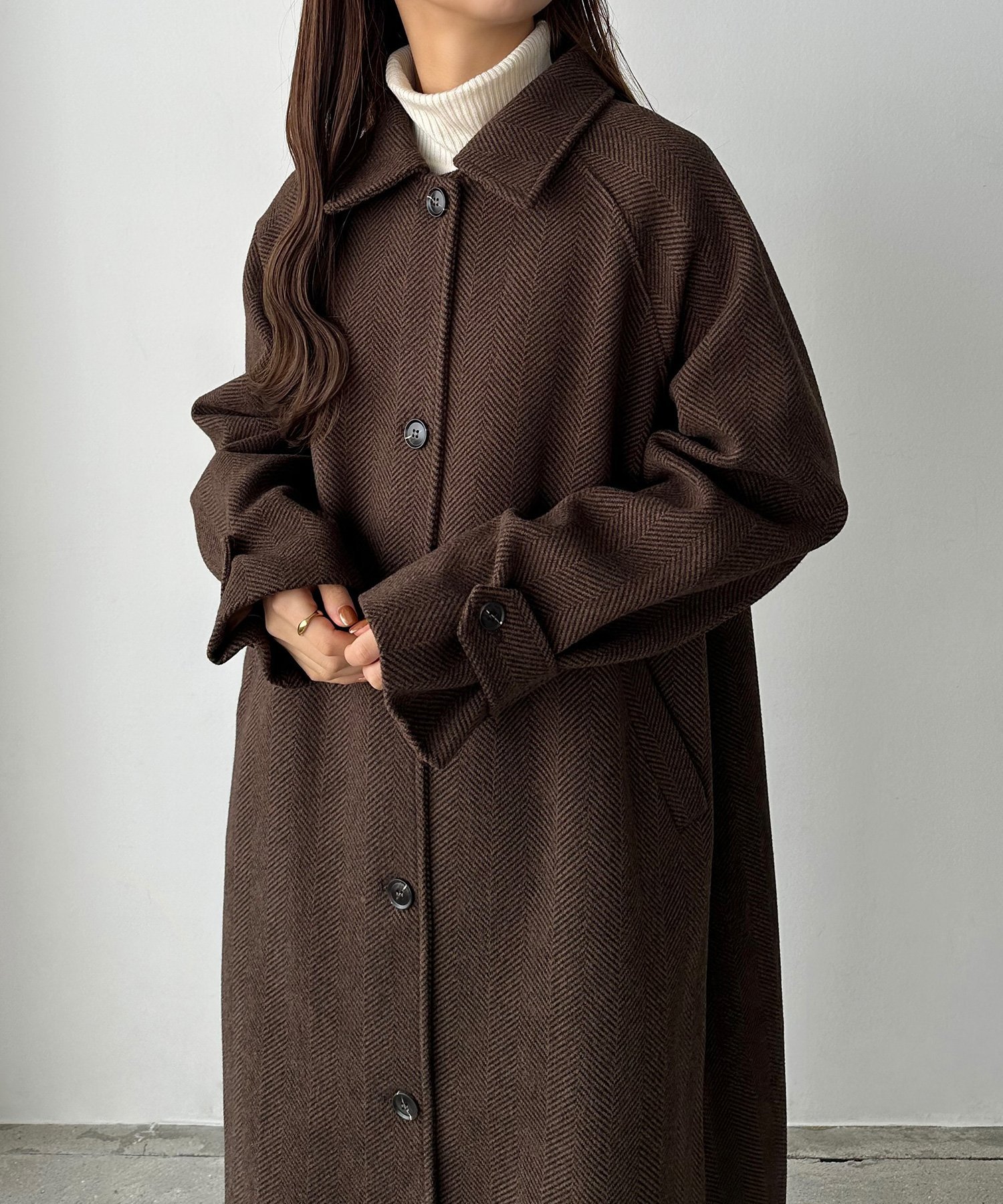 JUNOAH｜callautia ヘリンボーンステンカラーロングコート | Rakuten