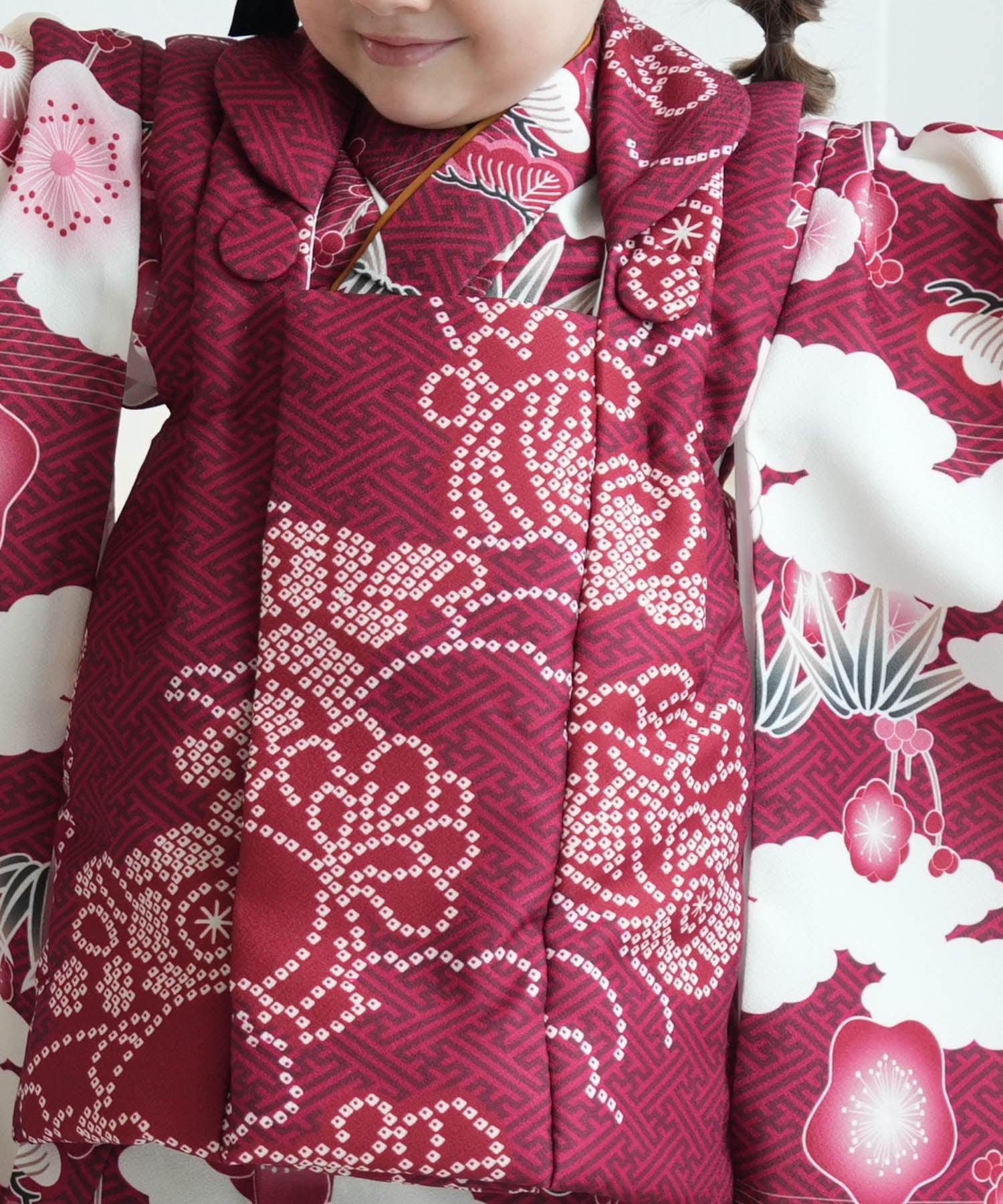 utatane｜ひよこ商店 七五三 着物 3歳 女の子 被布セット えんじの絞り