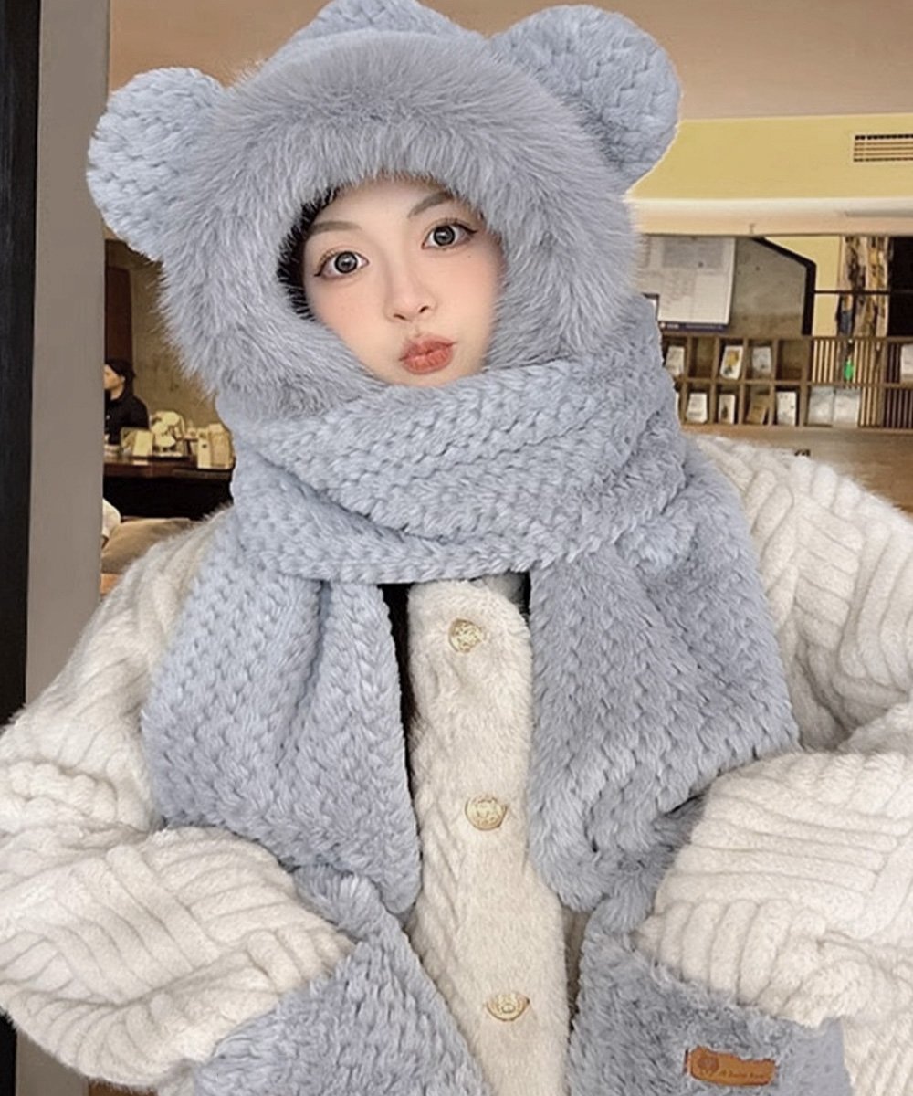 miniministore｜くま耳ニット帽子 マフラー 手袋 一体型 | Rakuten