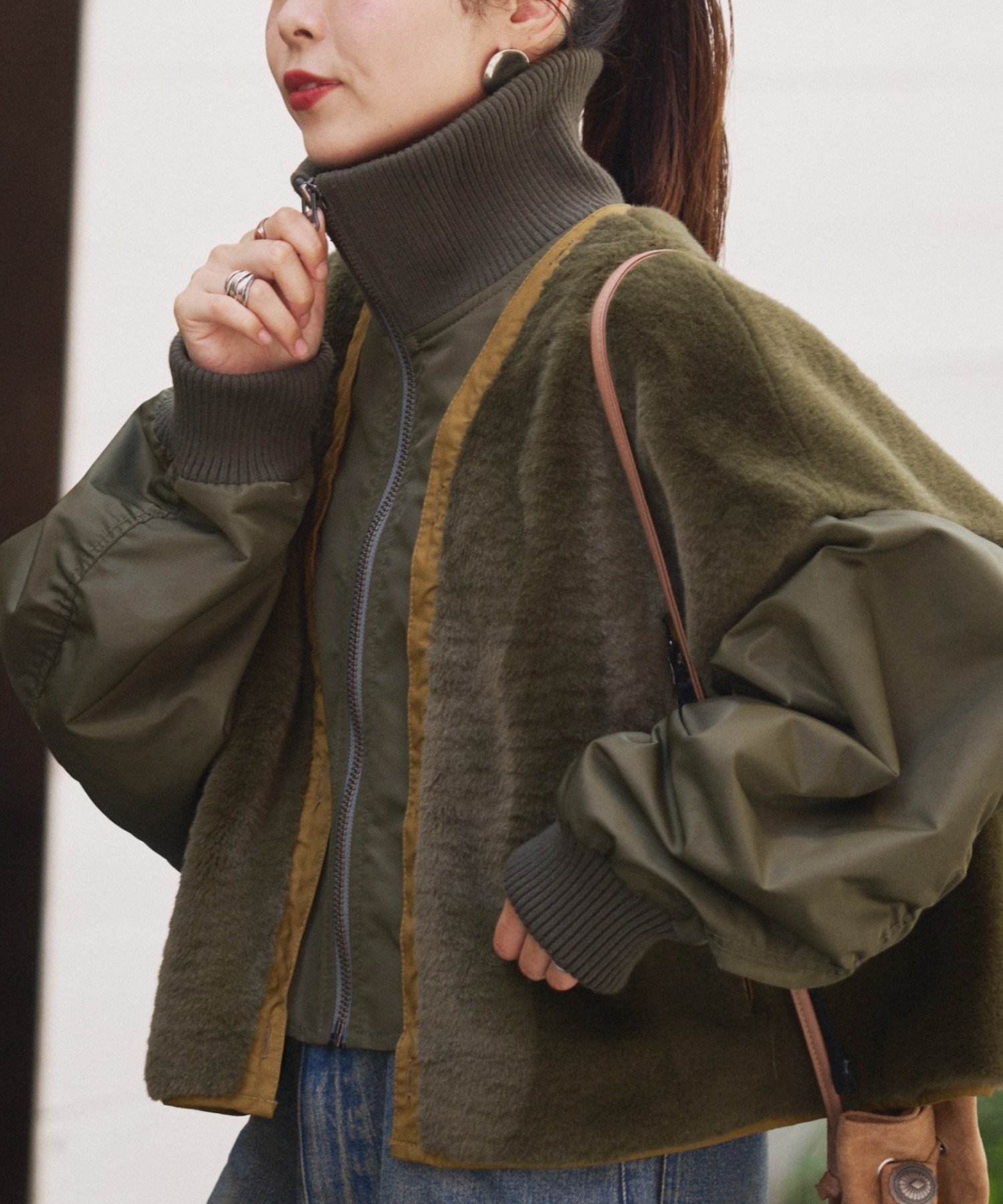 CIAOPANIC TYPY｜【etsinta】ファー切替ショートスタンドジャケット