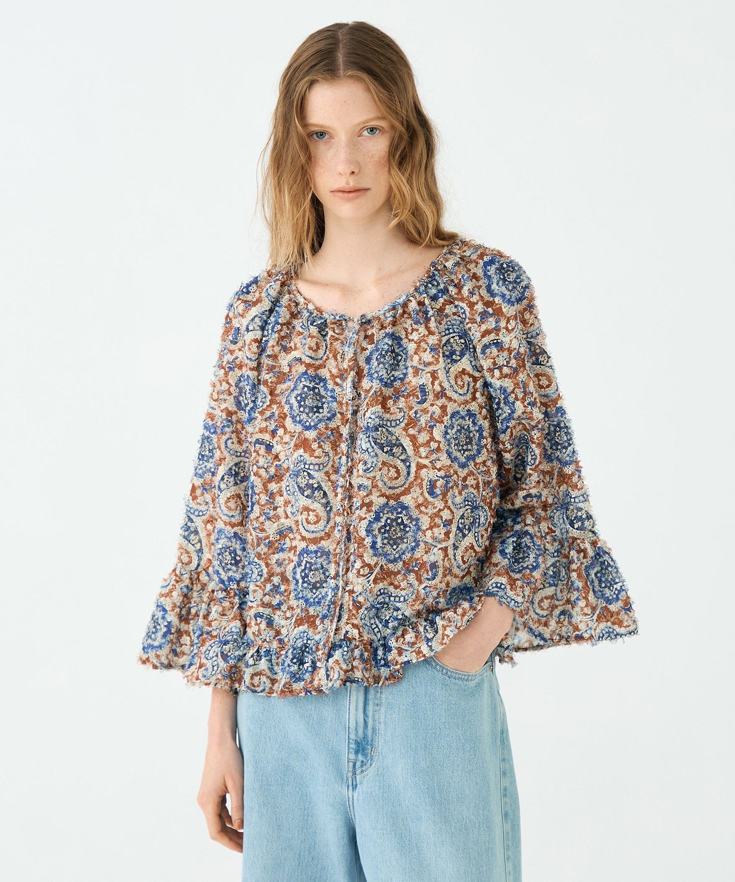 TOMORROWLAND｜ラメカットジャカード フリルブラウス | Rakuten