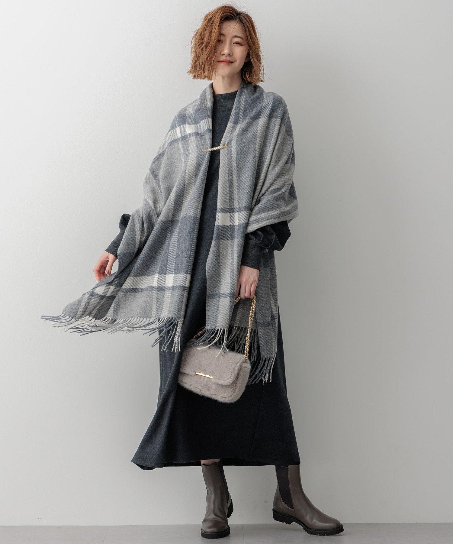 23区｜カシミヤ チェック ストール | Rakuten Fashion(楽天