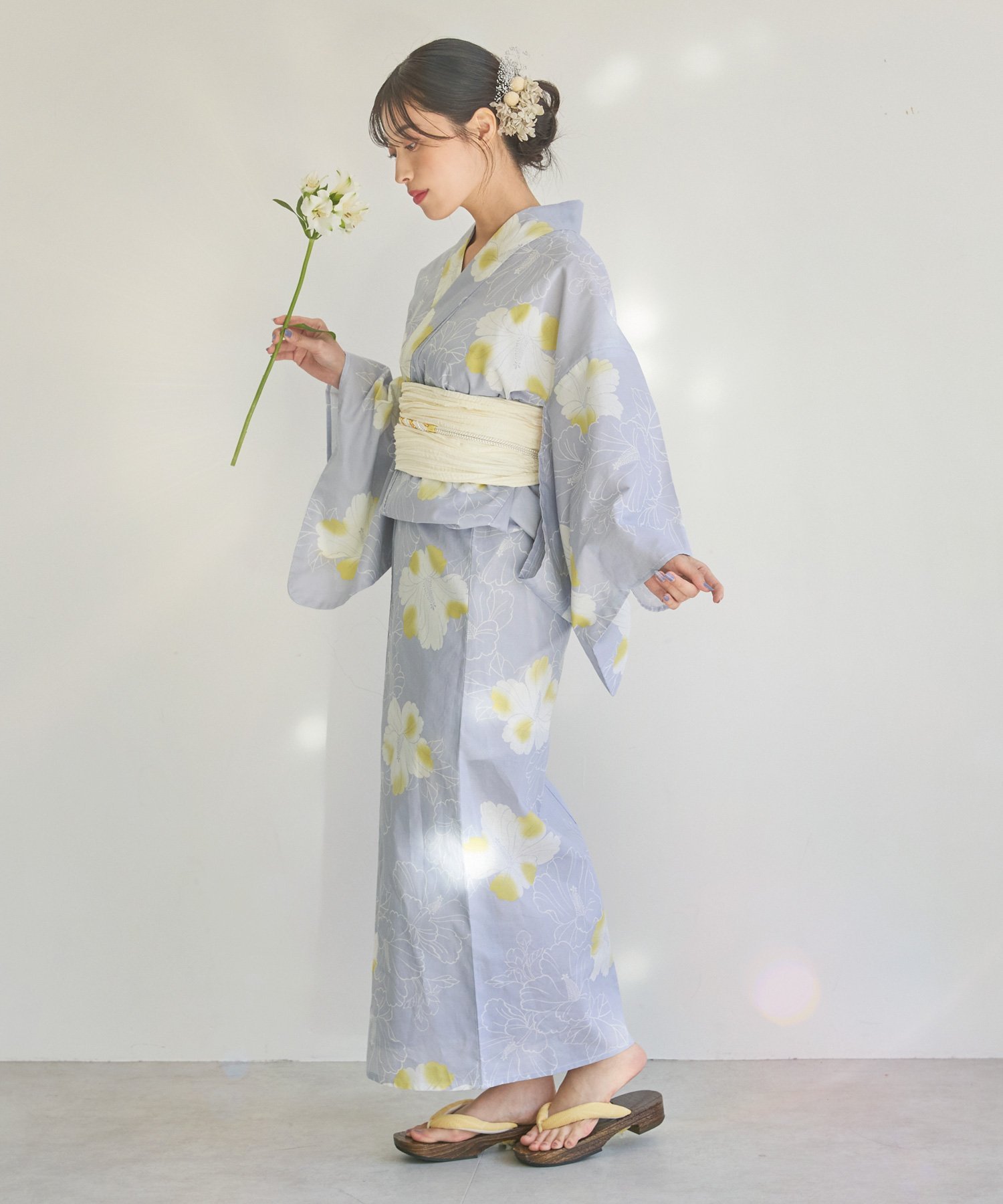 utatane｜utatane 高級変わり織 浴衣3点セット 淡いミントの霧ぼかし花