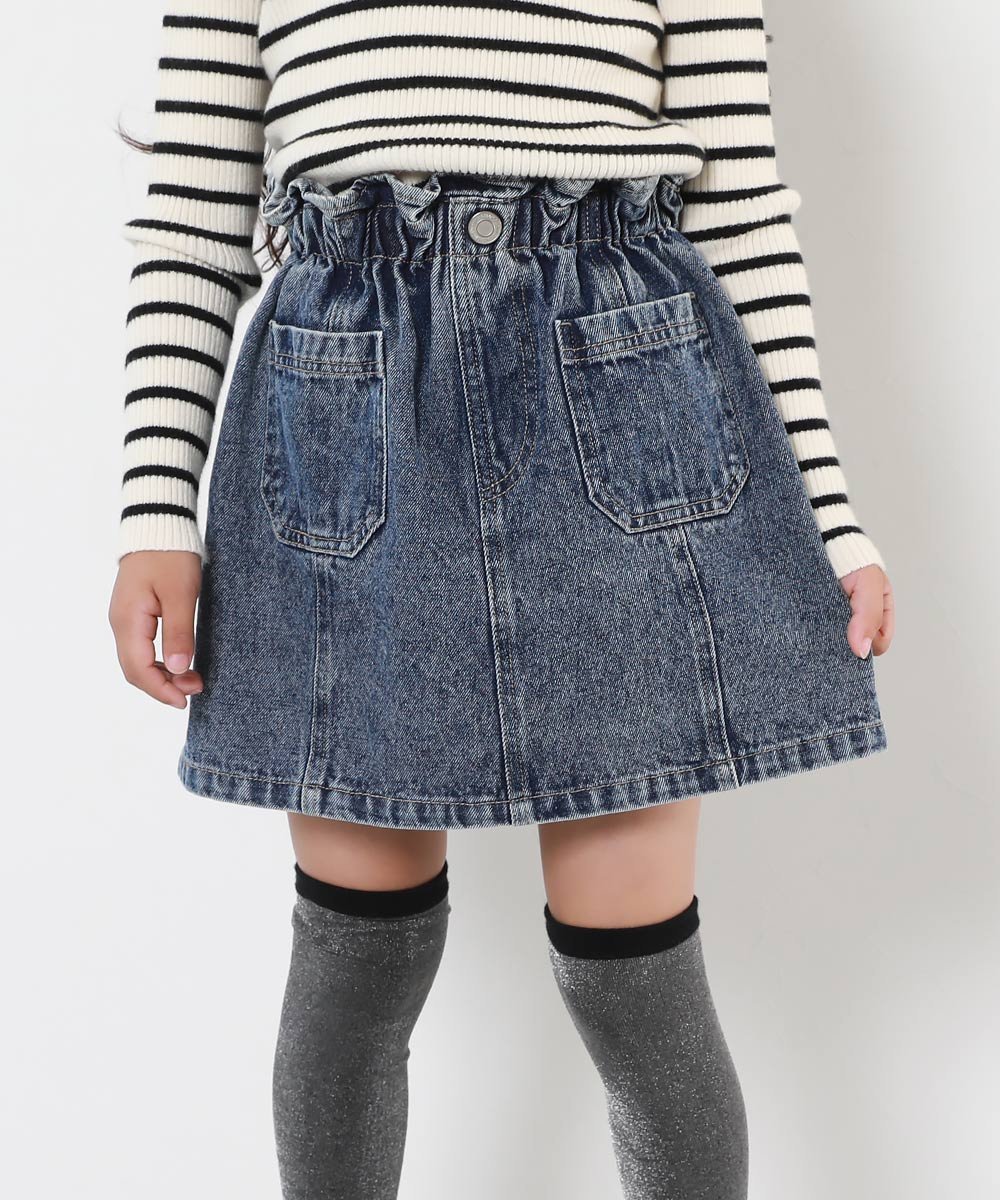 devirock｜ウエストフリル デニムスカート デニムスカート スカート