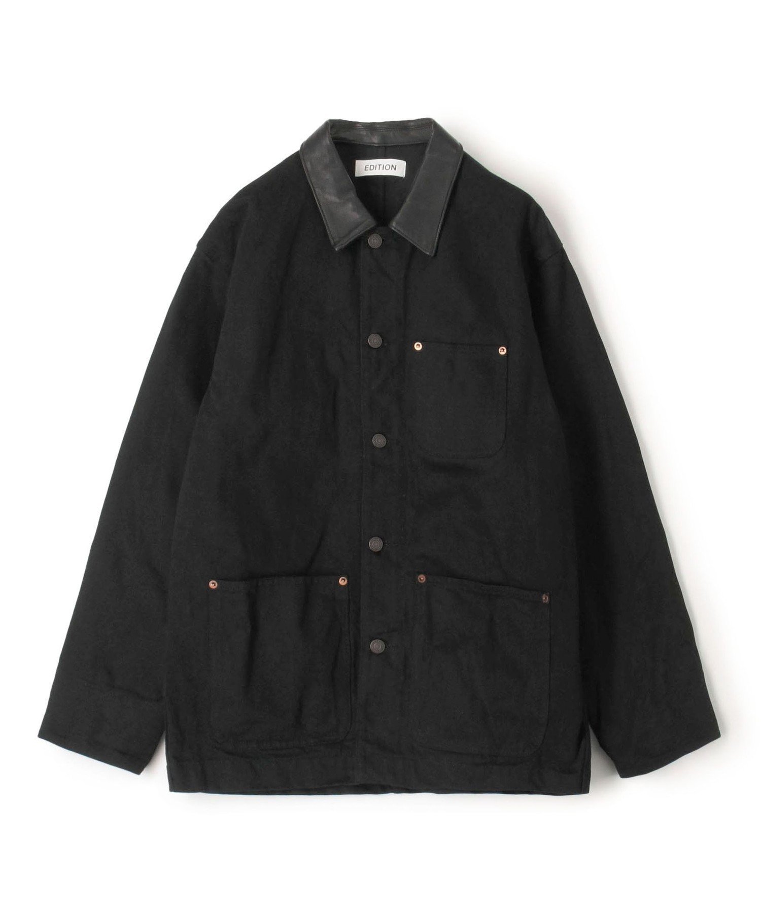 TOMORROWLAND｜ブラックデニム レザーカラーカバーオール | Rakuten