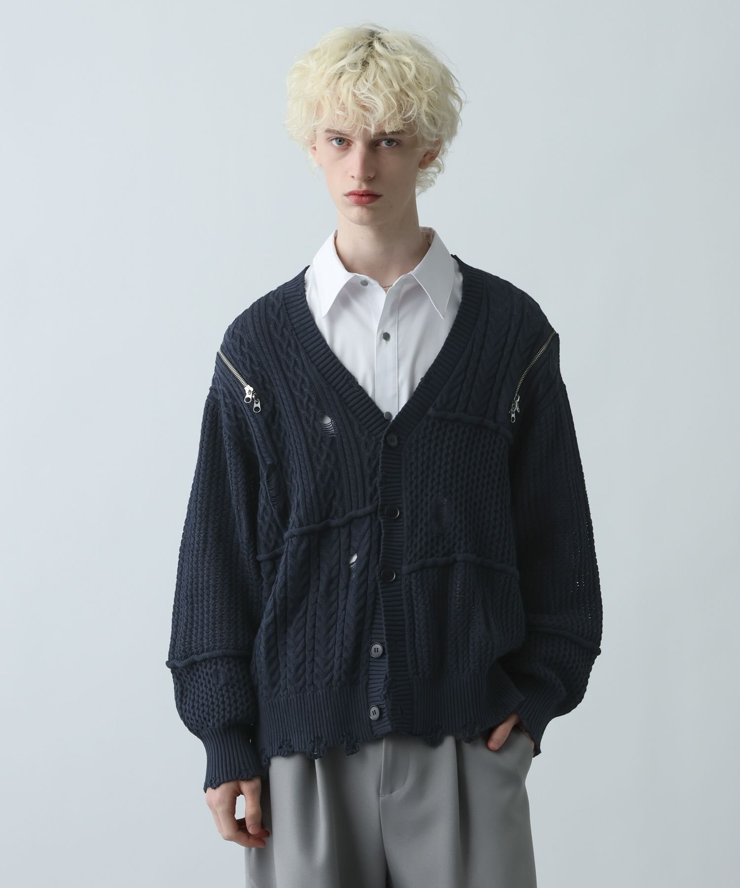 HARE｜BIGダメージZIPカーディガン | Rakuten Fashion(楽天