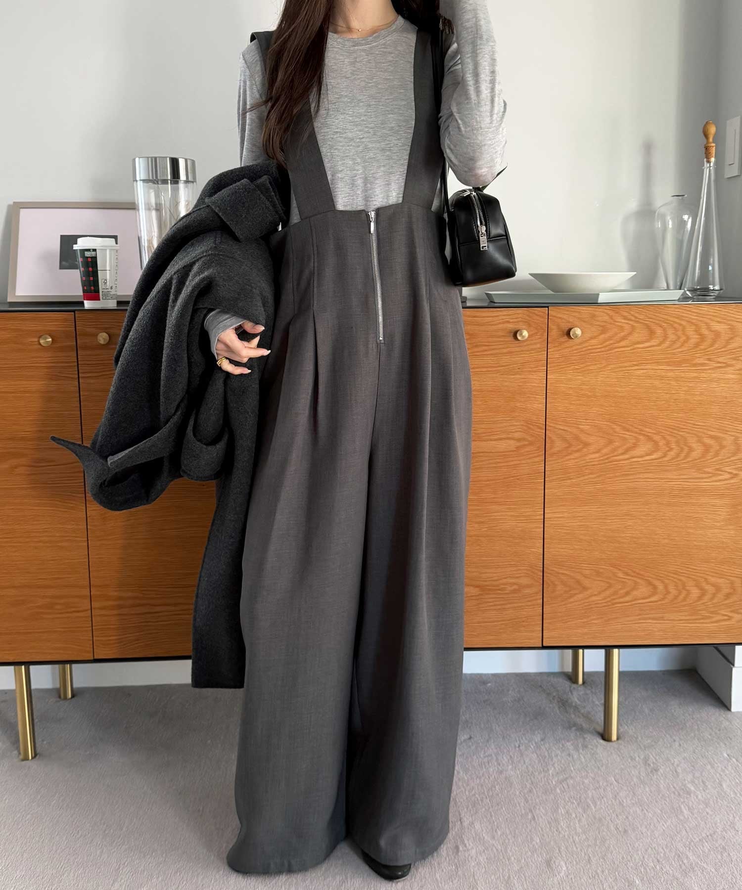 GeeRA｜フロントジップハイウエストサロペット | Rakuten Fashion(楽天