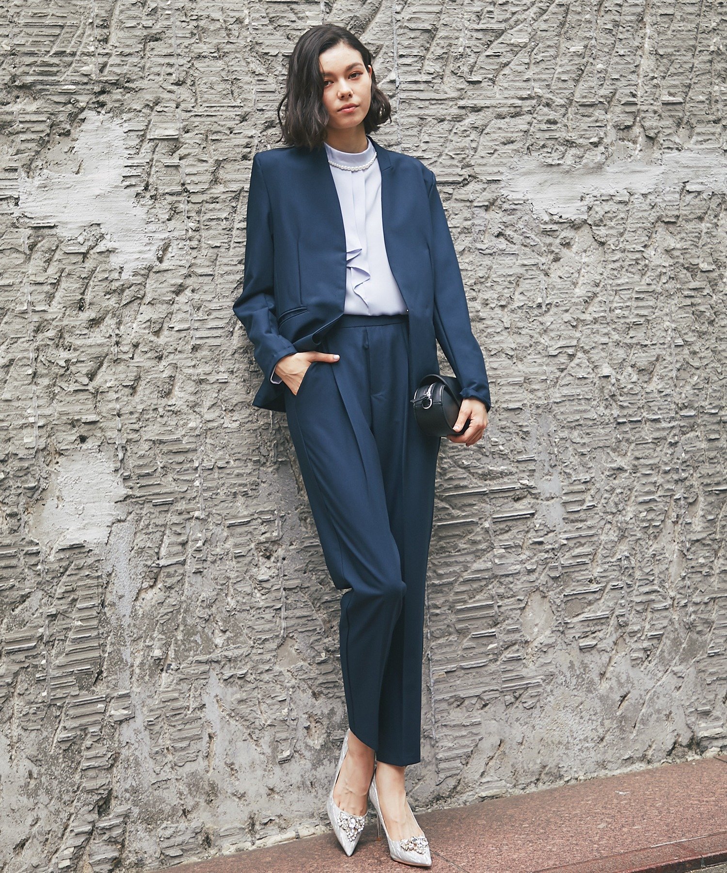 SMILE ORCHID｜ノーカラージャケット&テーパードパンツ2点セット