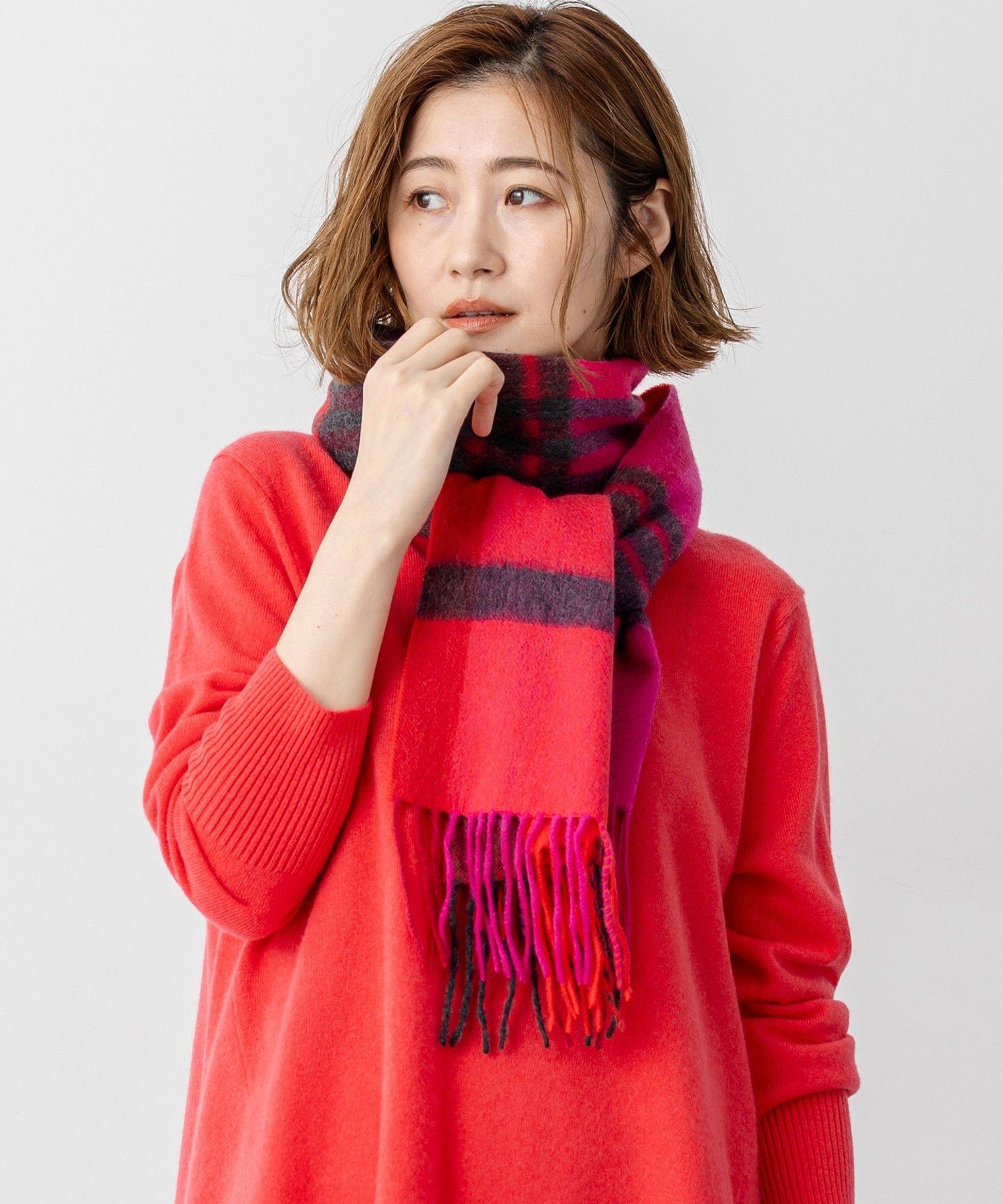 23区｜カシミヤ チェック マフラー | Rakuten Fashion(楽天