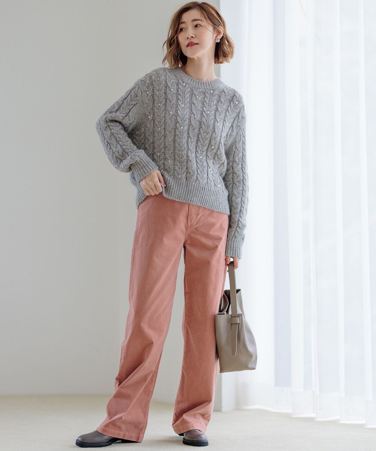 23区｜【洗える】ルレックスケーブル スパンコール ラメニット