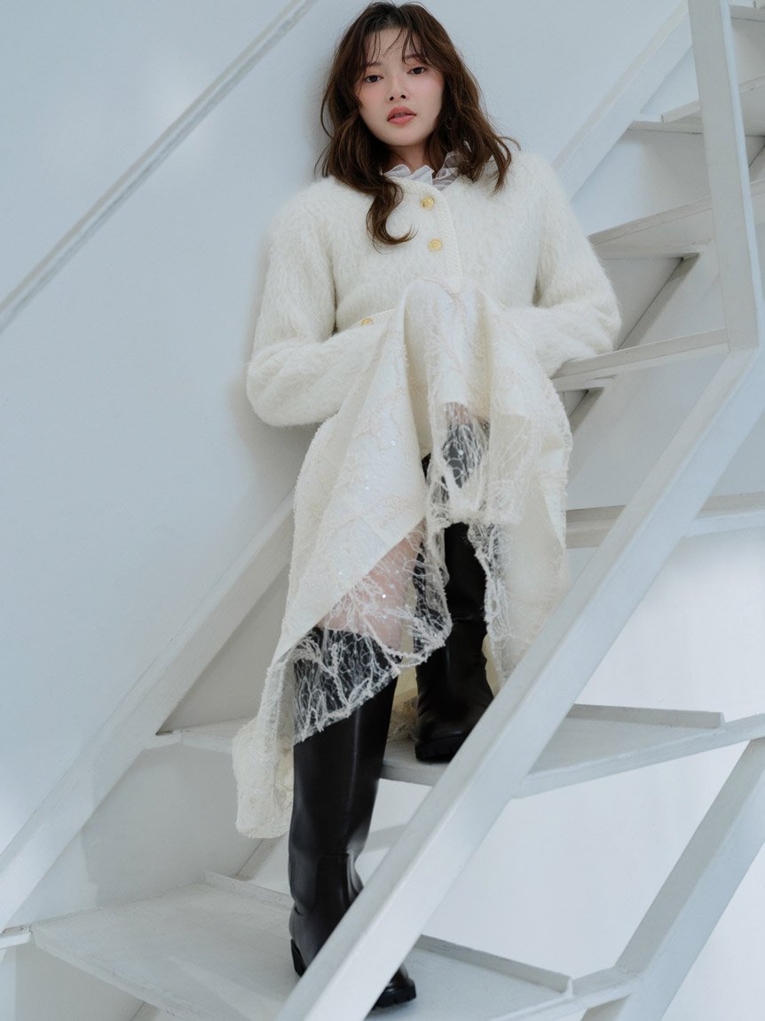 SNIDEL｜ファーライクフリルニットジャケット | Rakuten Fashion(楽天